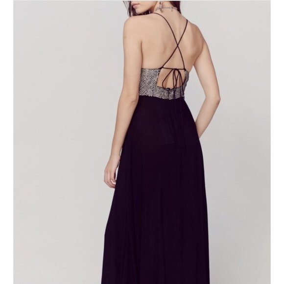 Cleobella Shalmar Maxi Dress Sequin Top Black Silver Open Back Small - Picture 3 of 14